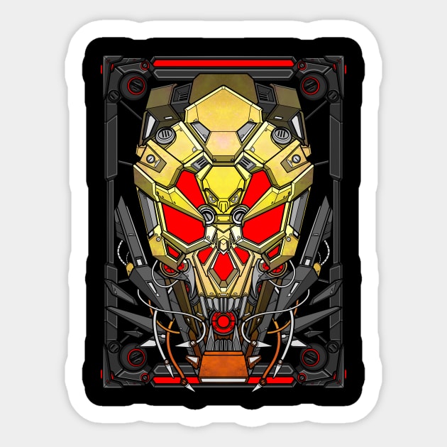 Steampunk Mecha skull head Sticker by eleazarion